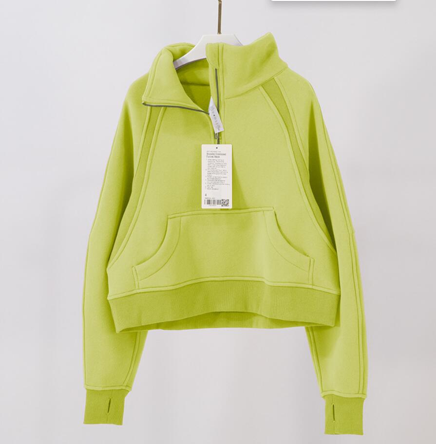 

LU-67 Half Zipper Scuba Hoodies Yoga Outfits Stand Collar Workout Fitness Sweater Gym Clothes Women Tops Loose Thick Yoga Jackets Exercise Running Hooded Coat, Purple