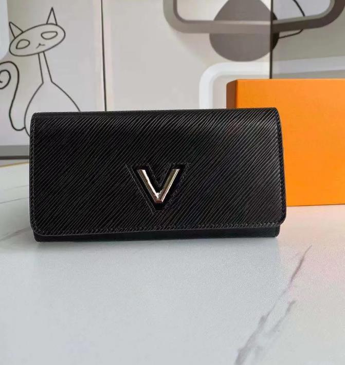 

2023 Luxury Desinger V Lock wallets Rotary switch Twist purses holders cards and coins men womens wallets leather purse card holder Four Colors, D black