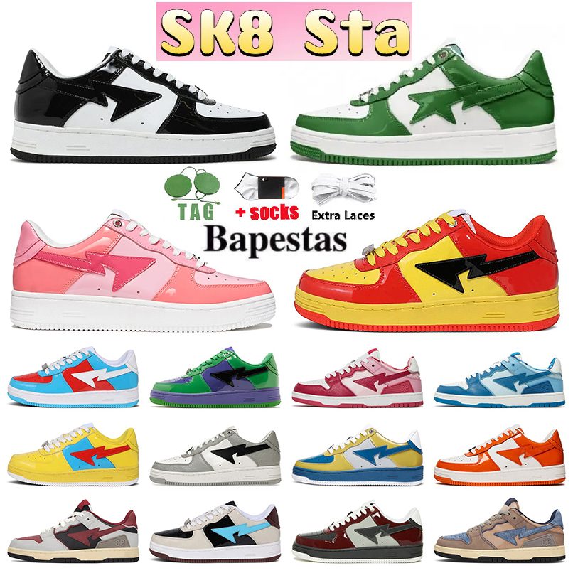 

Casual Shoes Bapestas Sk8 Men Womens A Sta Low ABC Camo Stars White Green Red Black Yellow Pink mens sports sneakers Platform shoe lkhj, Box