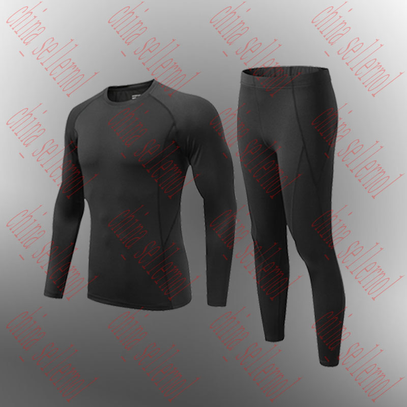 

Men's Tracksuits Sports casual running suit fitness tights Fast drying clothes Long sleeved pants training, Black one-piece top