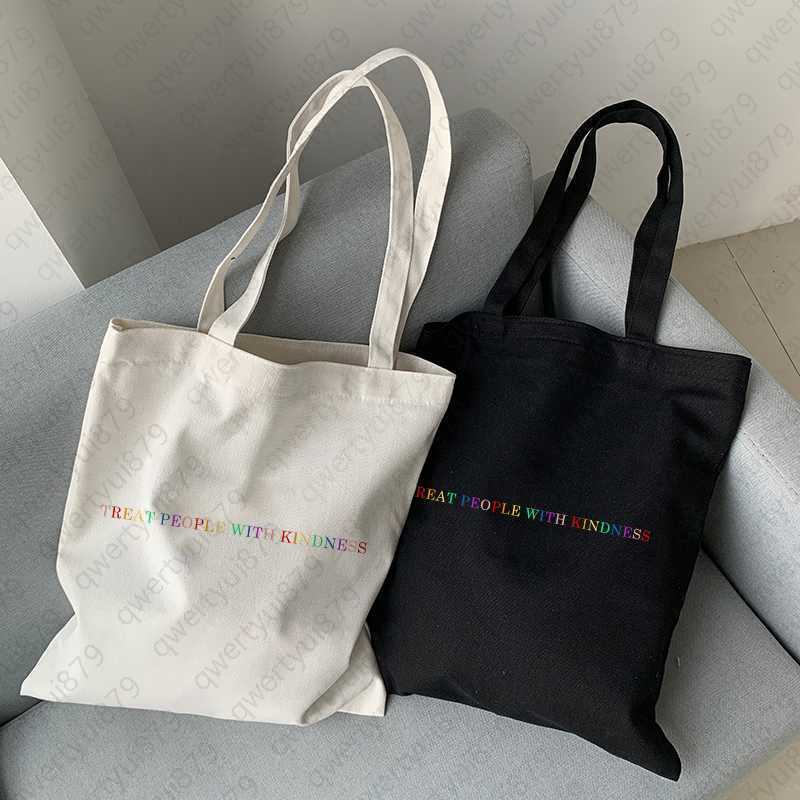 

Shopping Bags Shopping Bags Treat People with Kindness Letter Casual Harry Styles Fashion Canvas Big Capacity Harajuku Women New Fun Vintage Shoulder Bag 010922H, L517-8