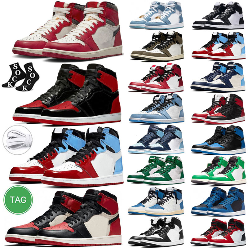 

Chicago Lost Og 1S Basketball Shoes Men Jumpman 1 University Blue Patent Bred Stealth Dark Mocha Stage Haze Black White Pale Ivory Unc Men Women Sneakers size 13, Color # 27