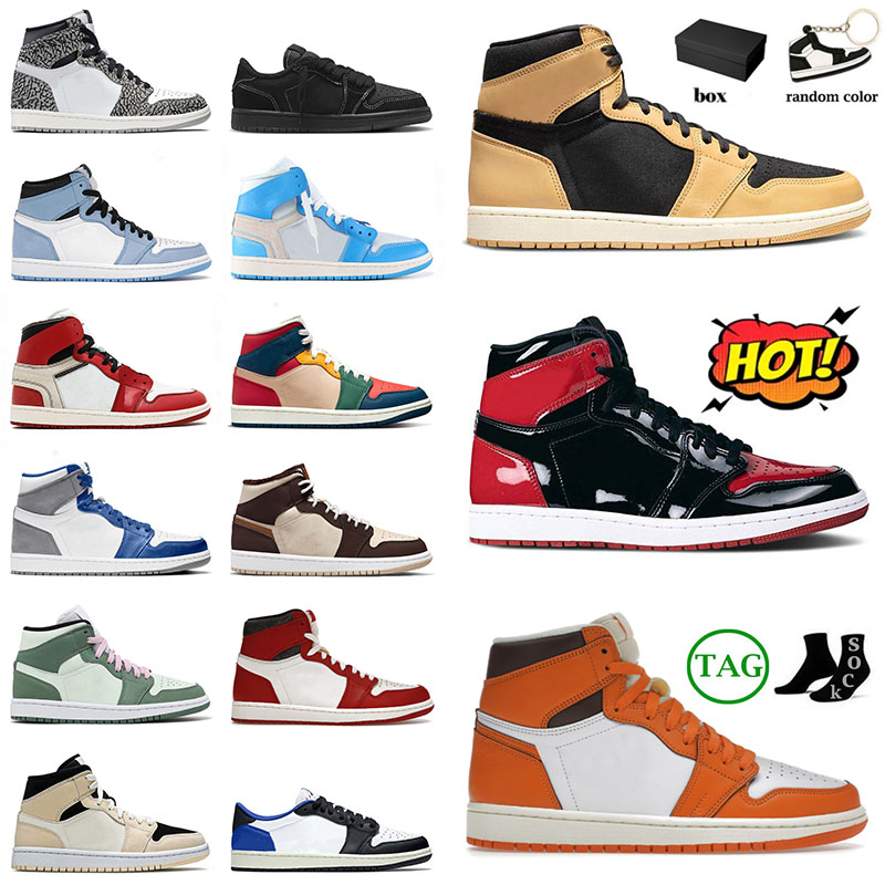 

1 Basketball Shoes Denim Starfish 1s University Blue Unc Mid Dutch Green Cream Dark Chocolate Black Phantom Satin Black Toe Air Jordans1 Jorde Jordam Jordon Jordens, 36-46 travis scotts reverse mocha