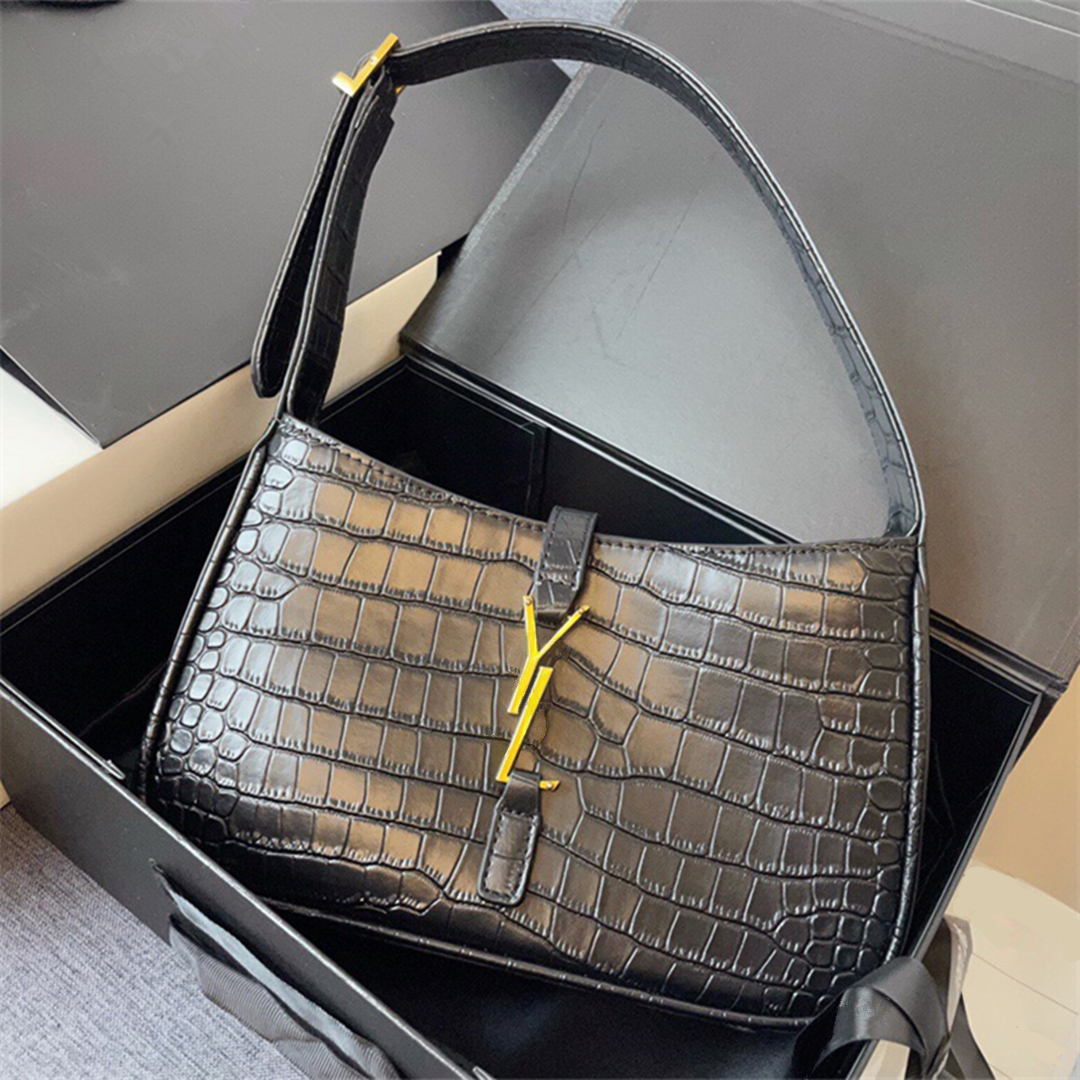 

Fashion shoulder bags le5a7 hobo bag Designer Handbags Women top 7A leather underarm tote bags high grade Crocodile and snakeskin pattern, Fuchsia