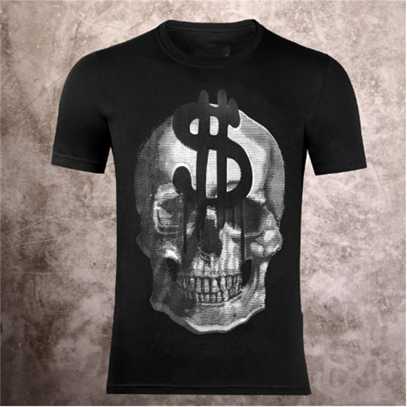 2023 Derniers hommes et femmes Designer T-shirt Mode Casual Hot Diamond Processus Crâne Haut de gamme imprimé Col rond Pull à manches courtes P02