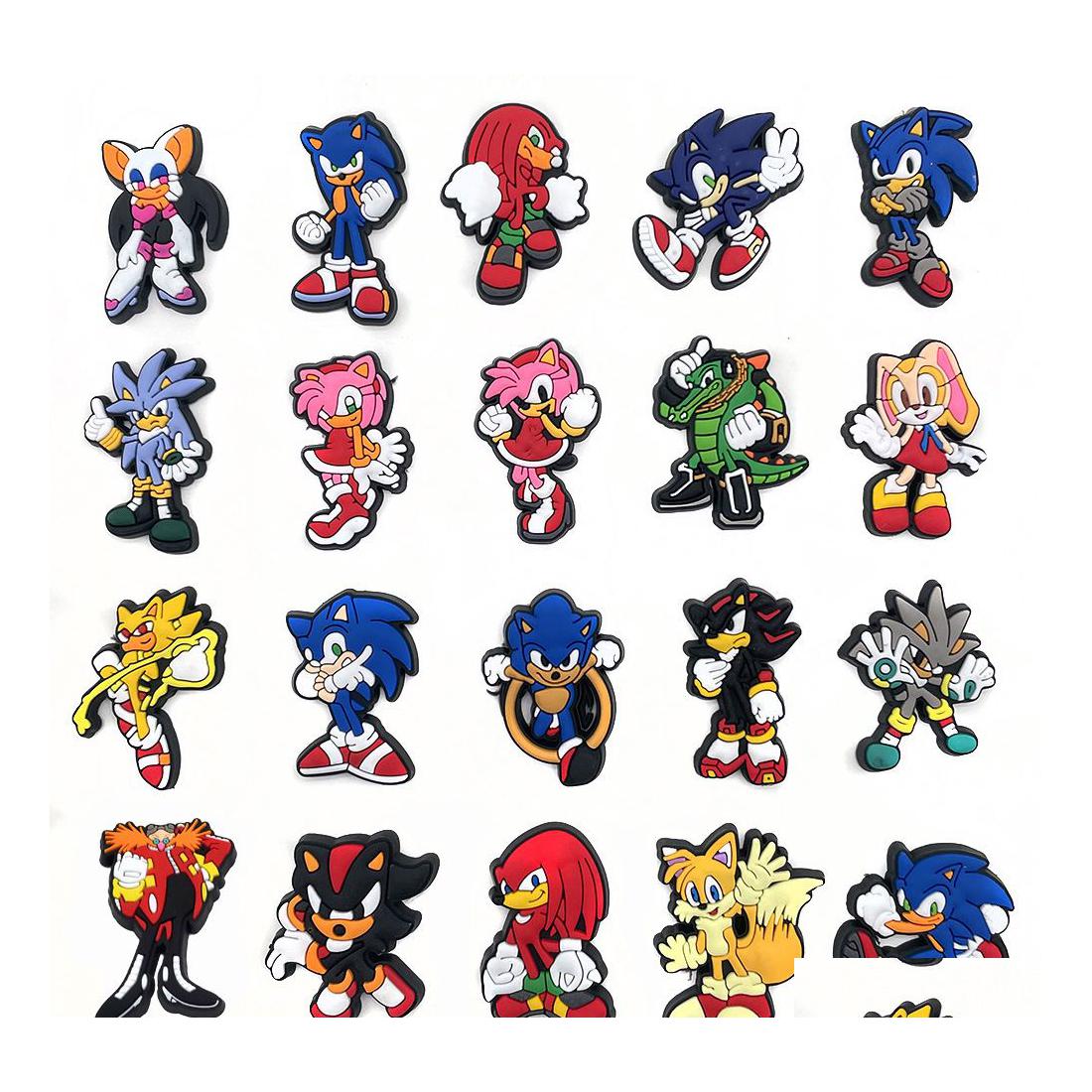 

Shoe Parts Accessories Charms Wholesale Childhood Memories Sonic Funny Gift Cartoon Croc Pvc Decoration Buckle Soft Rubber Clog Fa Dhzsp, Red
