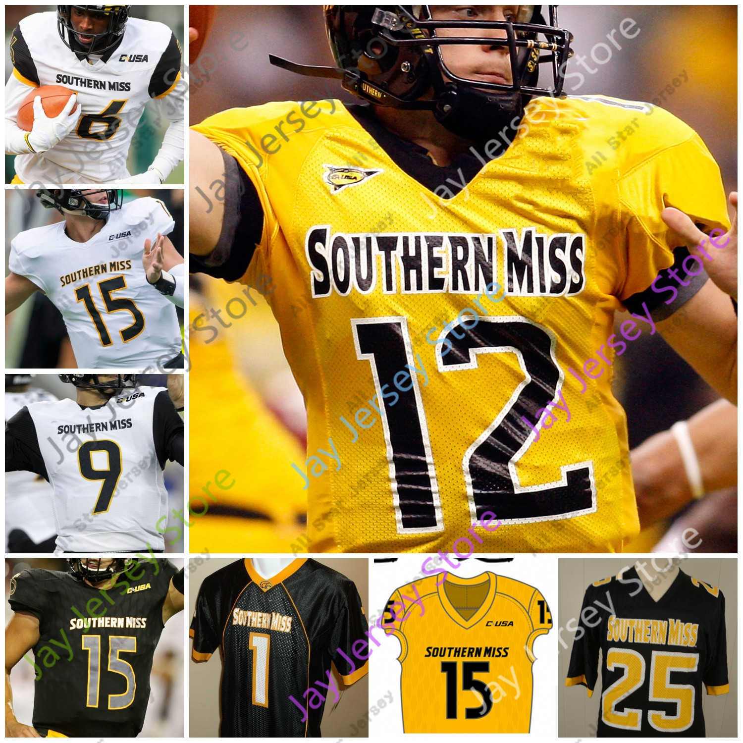 

Football Jerseys Southern Mississippi Football Jersey NCAA College Jack Abraham Kevin Perkins De'Michael Harris Quez Watkins Jones Whittington Turner Thomas, Yellow i