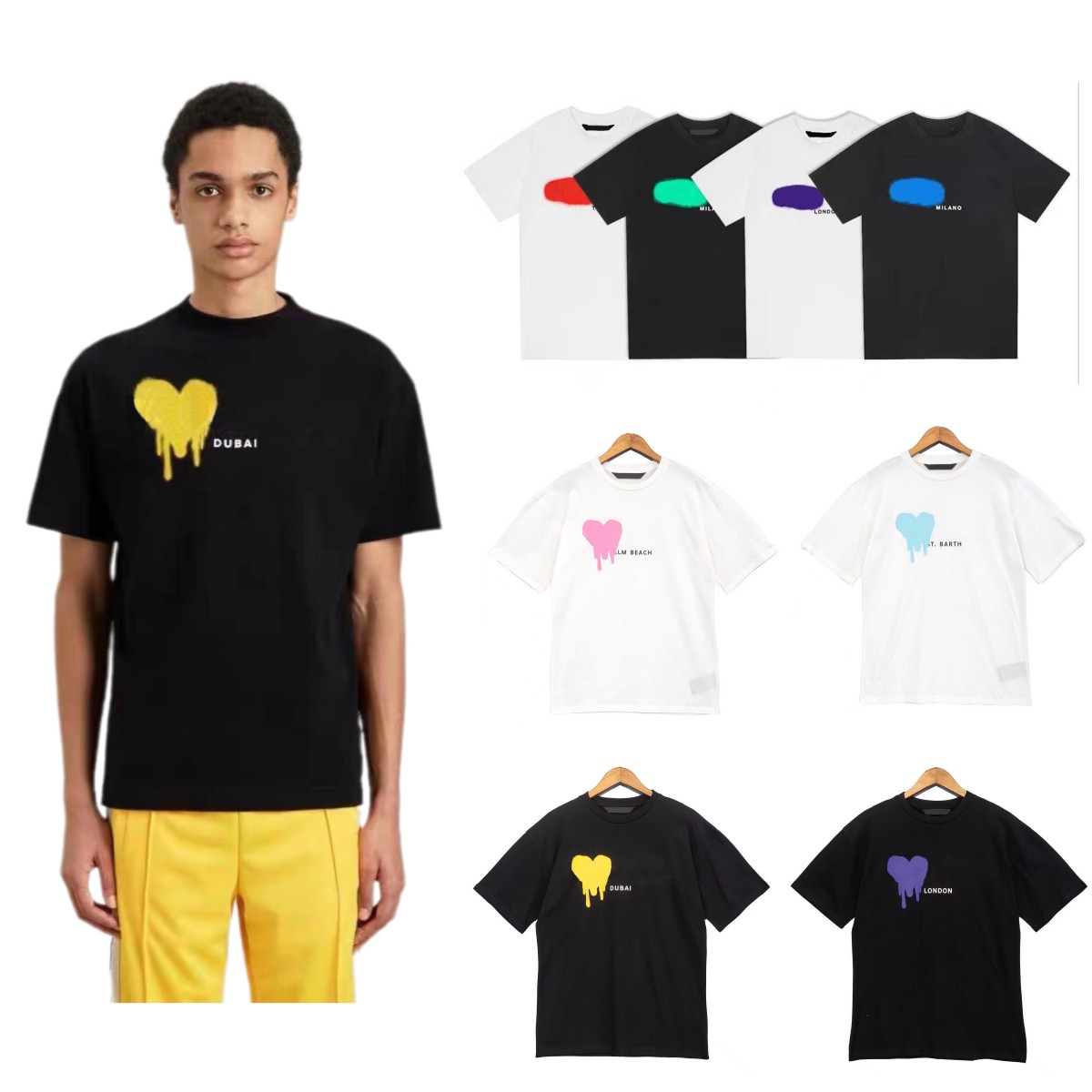 2023 Designer de luxe palm angel t-shirts marque Vêtements Dissolve Graffiti Spray monogramme manches courtes paumes lâches angles t-shirt