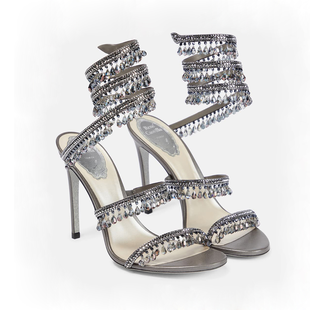 

Sandals Crystal lamp stiletto Heel sandals for womens shoe Rene Caovilla Cleo rhinestone studded Snake Strass shoes Luxury Designers 9.5cm high, 13#