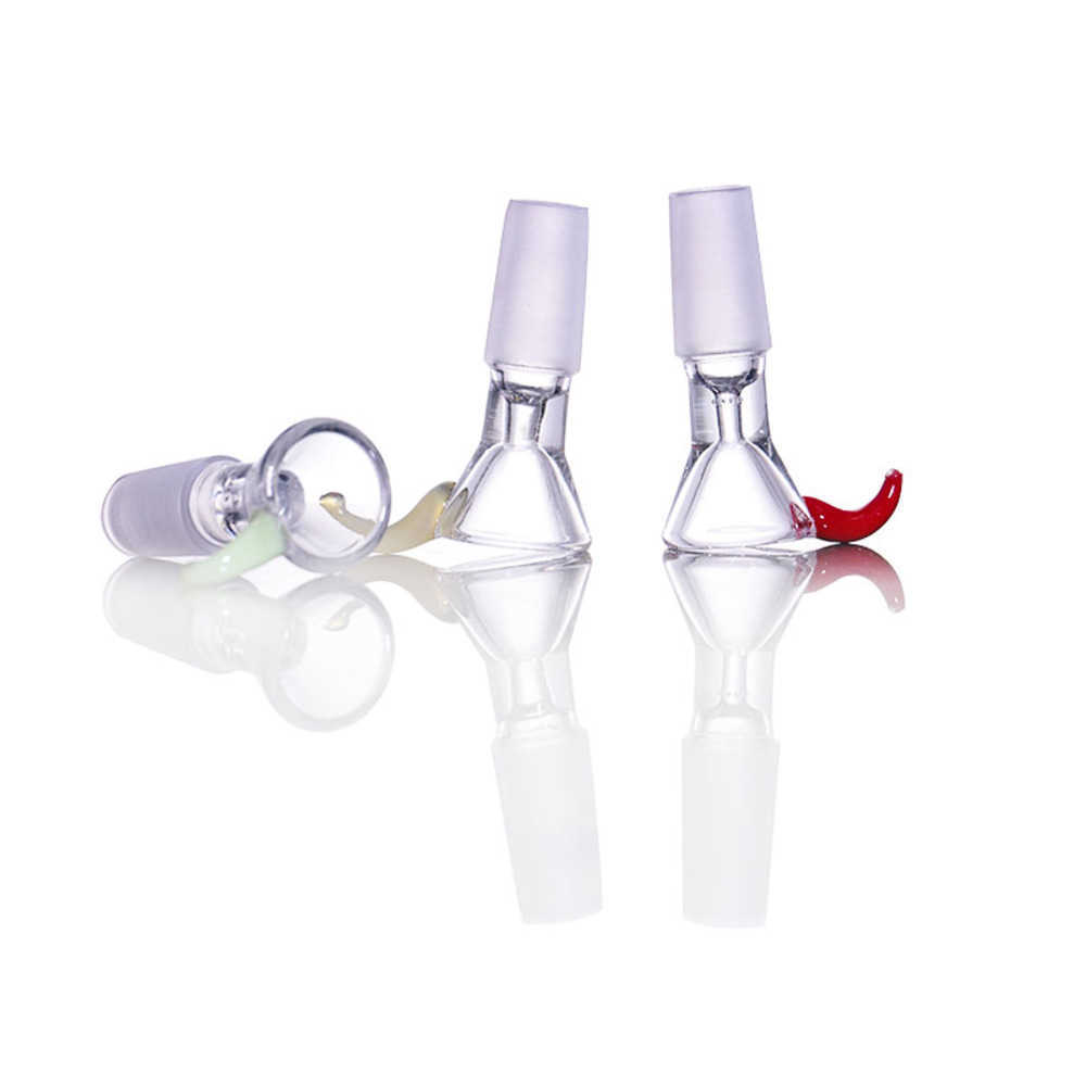 

14mm Male Glass Bowls Flower With Horn Handle Beautiful Colored Slide Bowls Piece Smoking Accessories Wholesale for Tobacco