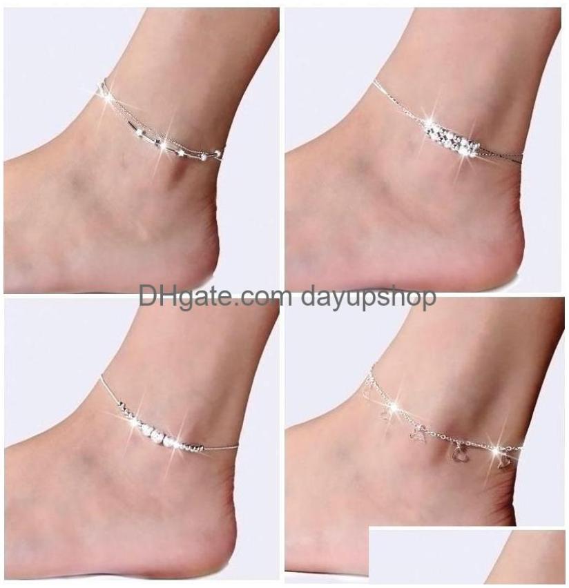 

Anklets New 925 Sterling Sliver Ankle Bracelet For Women Foot Jewelry Inlaid Zircon On A Leg Personality Gifts 527 T2 Drop Deliver4089840