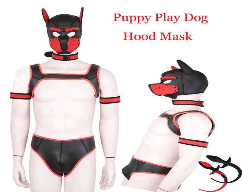 

Nxy Adult Toys Sexy Man Puppy Play Dog Bondage Hood Mask Collar Armband Cosplay Fantasy Harness Games Slave Pup Role Couples 12062867866