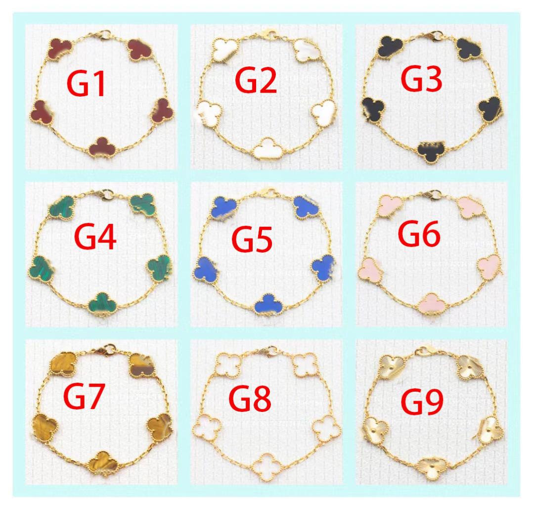 

luxury clover 4 Flowers designer fashion charm bracelets for girls women 18K gold silver black white red green brand bracelet wedd4082618