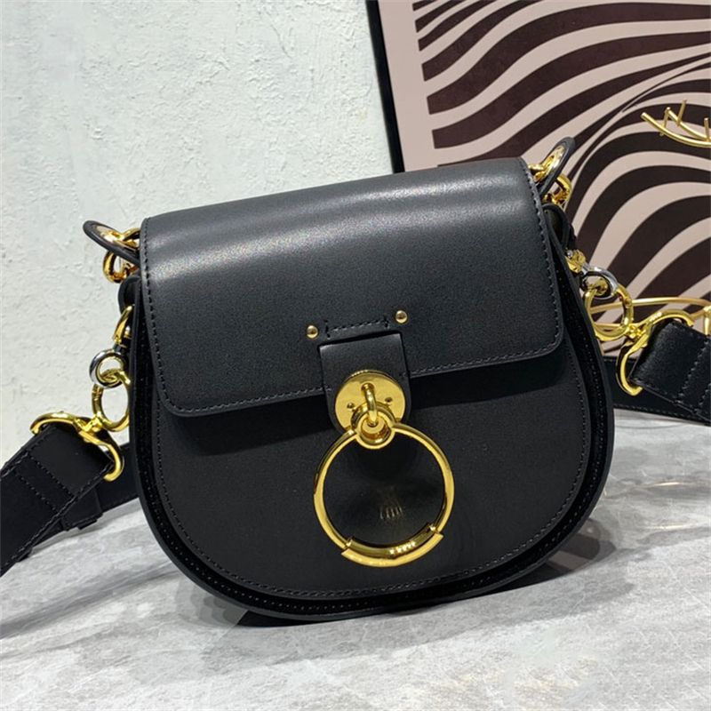 

Small Tess Bag Purse Shiny Leather Suede Handbag Round Shape crossbody Designer Luxury Flap With Magnet Closure Shoulder Bags Linen lining Purse, Black
