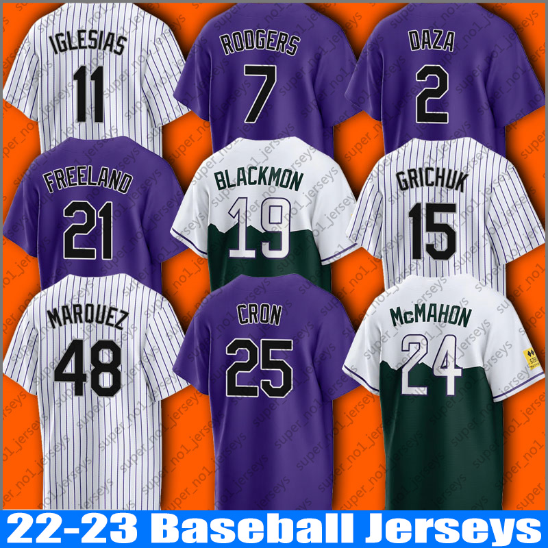

24 Ryan McMahon Kris Bryant baseball jersey Charlie Blackmon German Marquez Brendan Rodgers Randal Grichuk jerseys Elias Diaz C.J. Cron Jose Iglesias Randal Grichuk, Man custom jersey (lj)