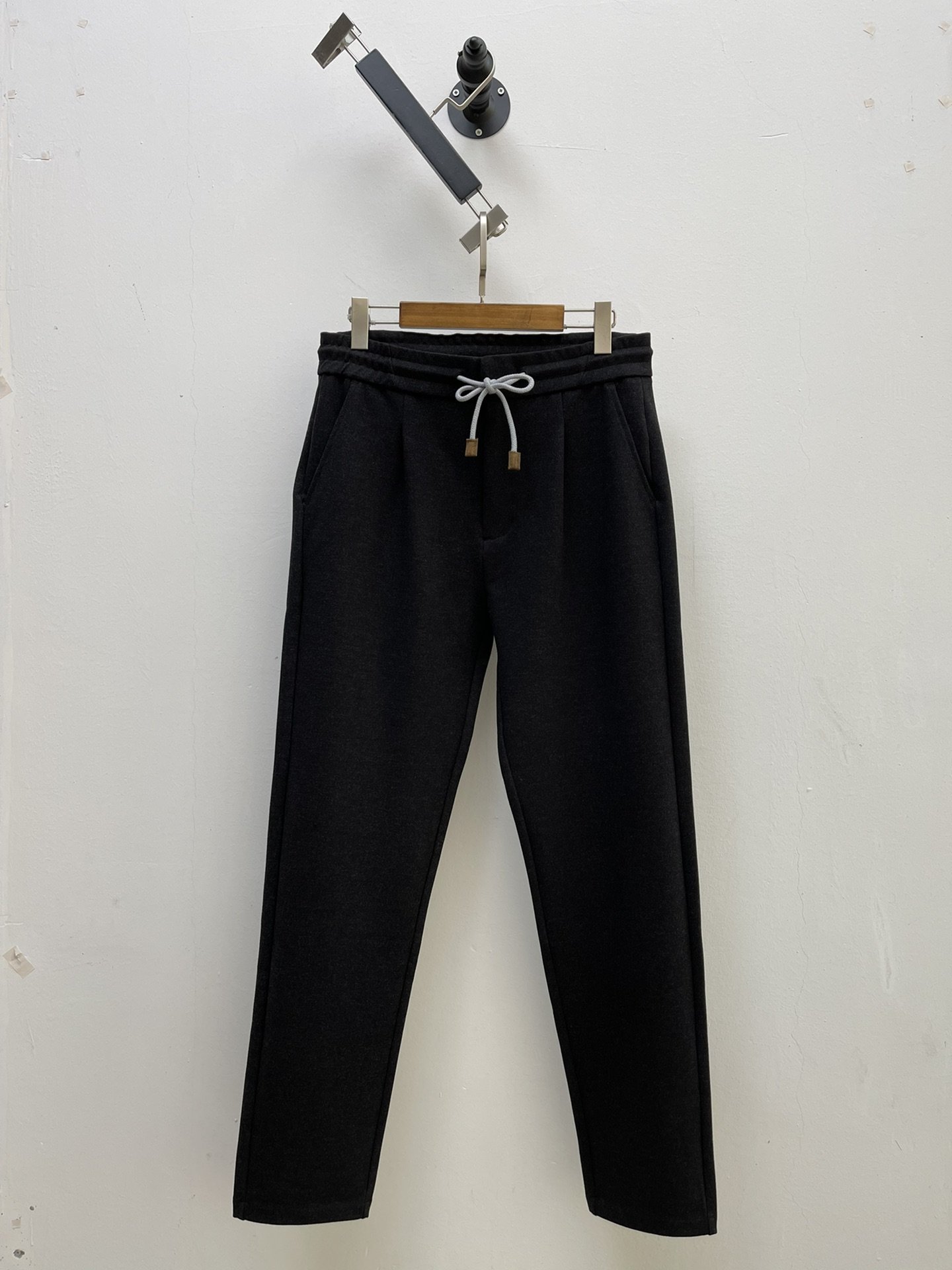 

Man Trouser Brunello Cucinelli Men Casual Pants Winter Wool Flannel Cotton Black with Pockets