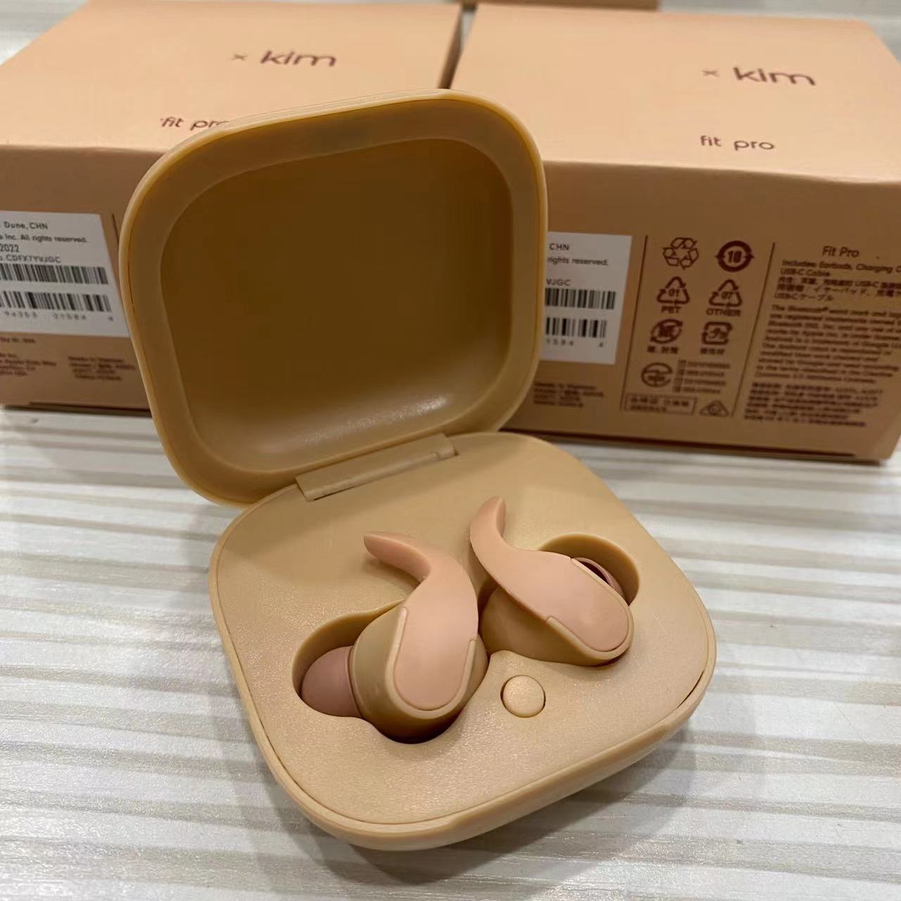 

Fit Pro Bluetooth Earphones HiFi Wireless Headsets highquality for Android and iOS Stereo Gaming Sport Headphone, Light brown