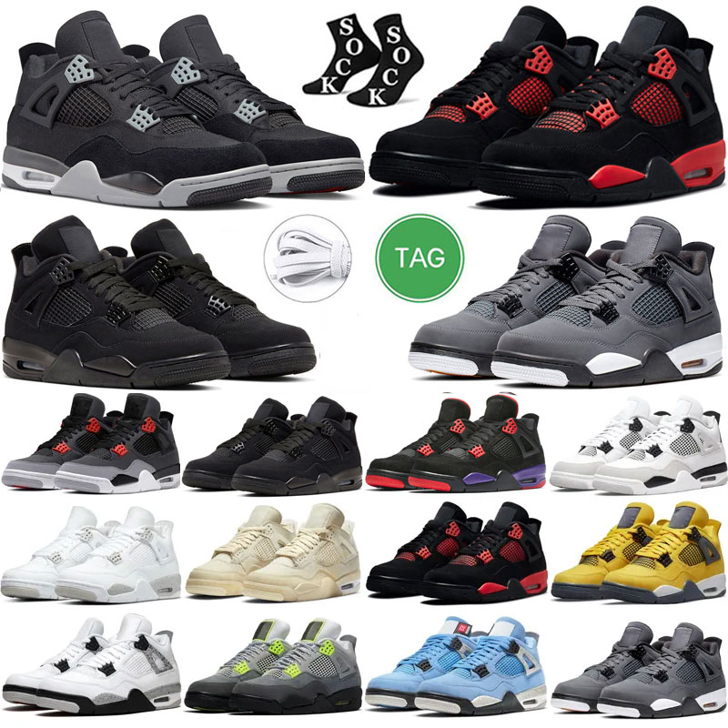 

Bred Sail 4s basketball Shoes Red Thunder Midnight Navy Neon Jumpman 4 white oreo Military Black University Blue black cat Lightning Pure, Color # 35