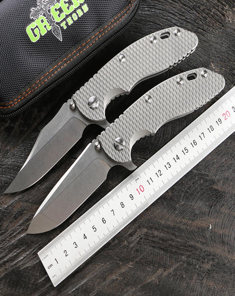 

Green Thorn Outdoor Camping Hunting Practical Fruit Portable Folding EDC Tool xm18 TC4 Titanium Alloy Handle VG10 Blade7100717