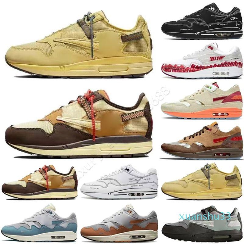 

2023 Women Men 87 Running Shoes White Black Wabi Sabi Patta 1 Waves Kasina Won Ang Orange Grey Concepts Denim 1s Trainers Sneakers Safari Cobblestone, Color 3