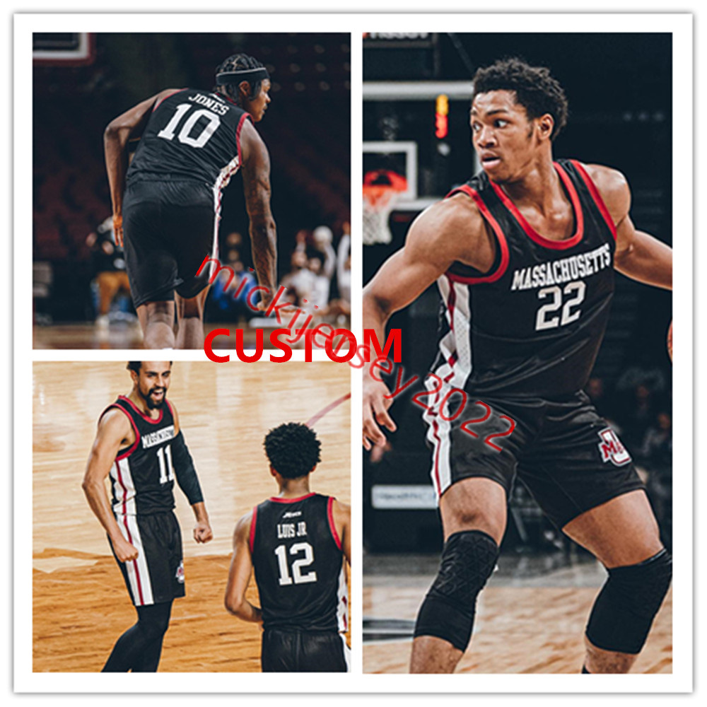 

James Basketball Custom Stitched UMass Minutemen Baketball Jersey Youth Jackson Cronin Ta'Quan Woodley Isaac Kante Noah Fernandes Gianni Thompson UM, Black