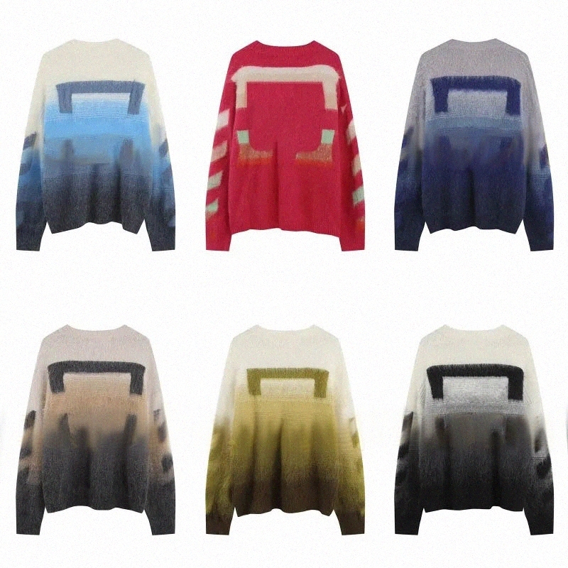 

Winter Designers off Sweater white hoodie Mens Arrow Color Gradient Pullover Cardigan Senior Classic Oversize Comfortable Sweaters Tie Dye Pattern Str w32V#