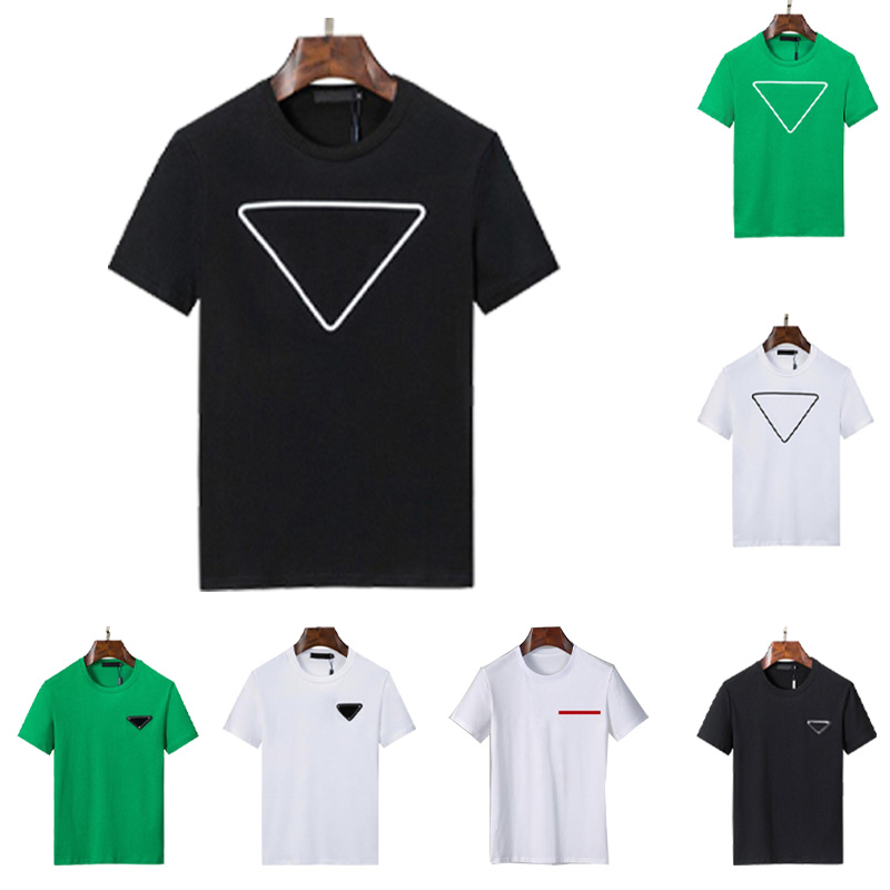 

Men's T-shirts Designer Triangle printing Short Sleeve Solid Color Breathable Slim Fit Round Neck Women's T-Shirt Black and White Green