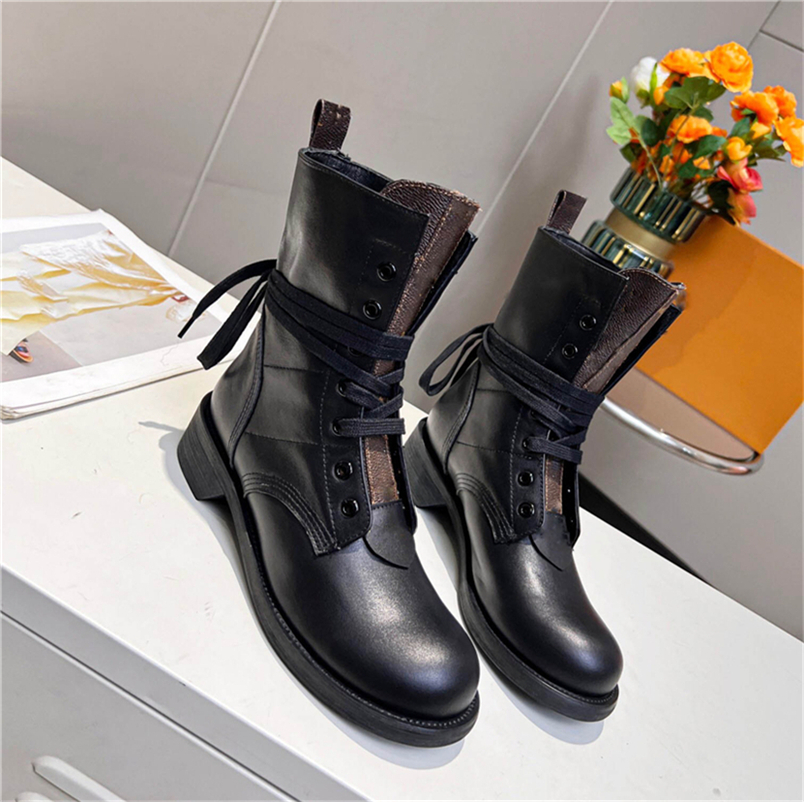 

Women Designer Metropolis Flat Ranger Ankle Boots Calfskin Martin Leather And Canvas Combat Boot Platform Desert Winter ladies Martin Sneakers Size 35-41