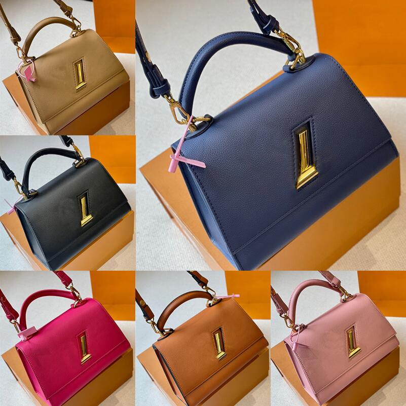 

Designers Lux Pink Single Shoulder Bag White Cowhide Handbag Grain Leather Lock Metal Closure, 1-