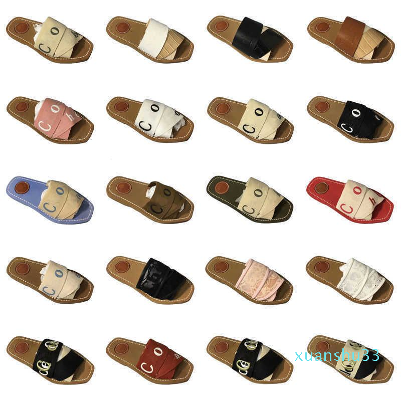 

5A Chloa Slipper Sandal Shoe Chl Slide Slippers Designer Mens Womens Woody Flat Mule Canvas White Black Grey Green Soft Pink Sail Navy Blue C4 Men Women Casual Shoes, 12