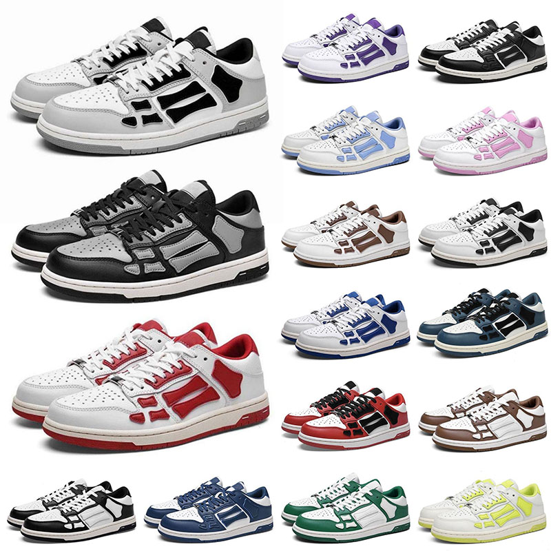 

AIVIIRI Skel Casual Shoes For Mens Womens Amir Skeleton Low Light Bone Shoe Top Low Dark Grey Brown UNC Blue White Pink Orange Pupple 1s Designer Sneaker High Trainer, C4 36-44 grey white