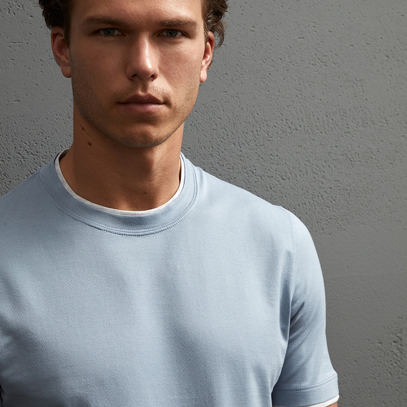 

Men T Shirts Brunello Cucinelli Round Collar Short Sleeve Slim Casual T-shirt Cotton Solid Color, White