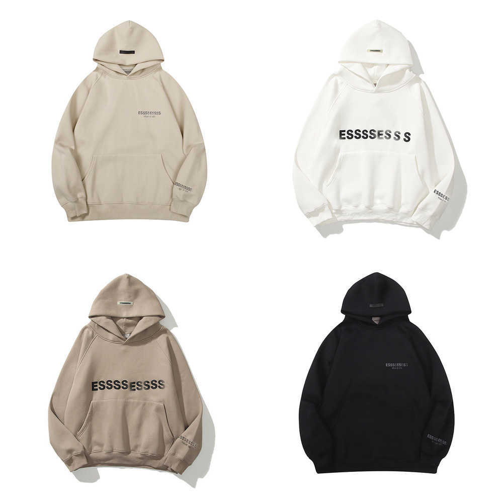 Luxury Men's Sweatshirts Esss Jackets EssentialHoodies Men Women Chest Letter Pullover Hoodie Hooded Tops Loose Sweater Casual Sweatshirt Coat