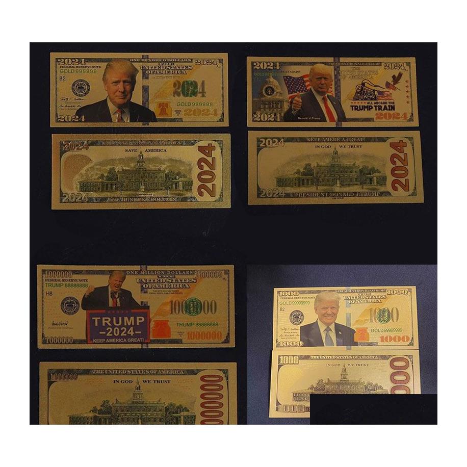 

Party Favor Donald Trump 2024 Gold Foil Banknote 45Th Presidential Election Fake Bank Note Drop Delivery Home Garden Festive Supplies Dhazt