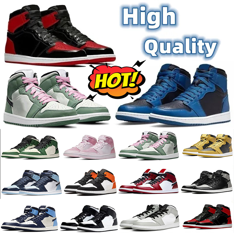 

NEW OG High Jumpman 1s Men Women Basketball Shoes Chicago Obsidian Blue Chill TS Fragment Dark Mocha Patent Bred Panda University Blue Retro Mens, 26