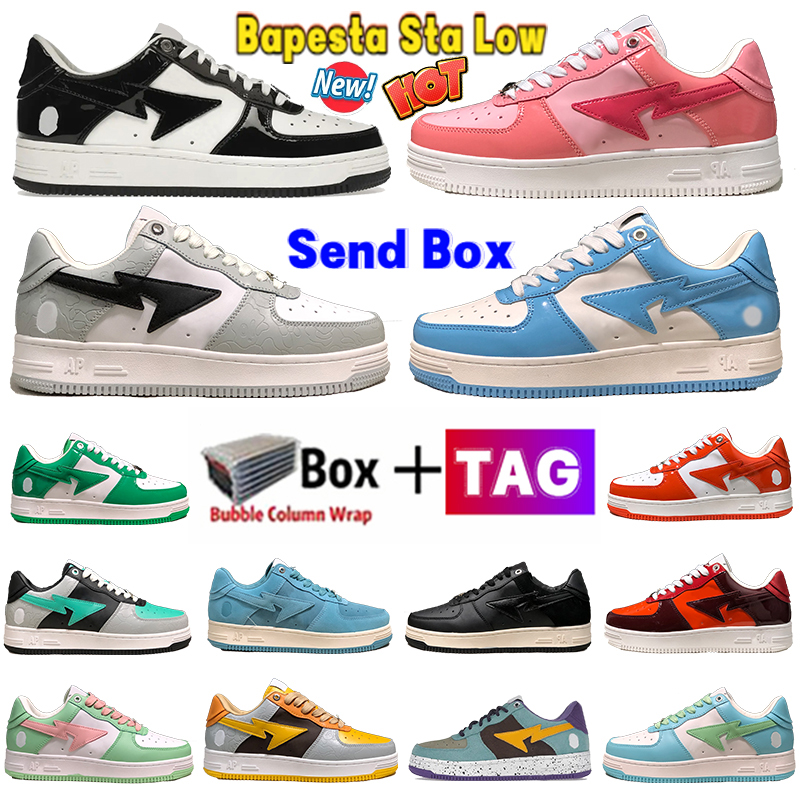 

Designer Bapesta Sta Low Casual Shoes Nigo Mens Womens Patent Leather Black White Color Camo Combo Pink Grey Black Shoe Fashion Luxury Men Bathing Apes Sneakers, 25 color camo combo red