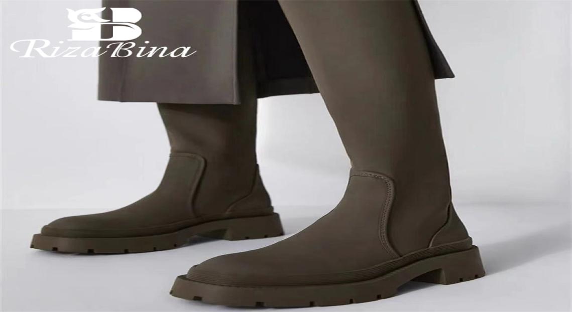 

RIZABINA Size 3540 Women Knee Boots Fashion Platform Casual Winter Shoes For High Heels Daily Lady Long Boot Footwear 2201214136786, Black
