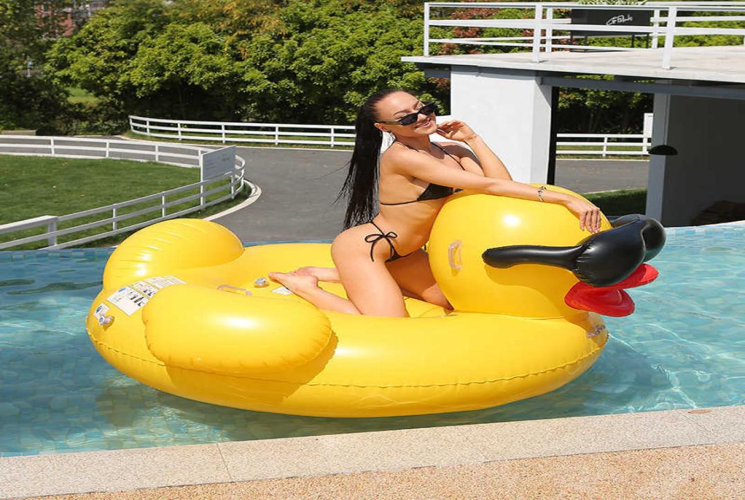 

Life Vest Buoy Giant Yellow Duck Inflatable Pool Float For Adult Pool Party Water Toys RideOn Air Mattress Swimming Ring Boia T222424156