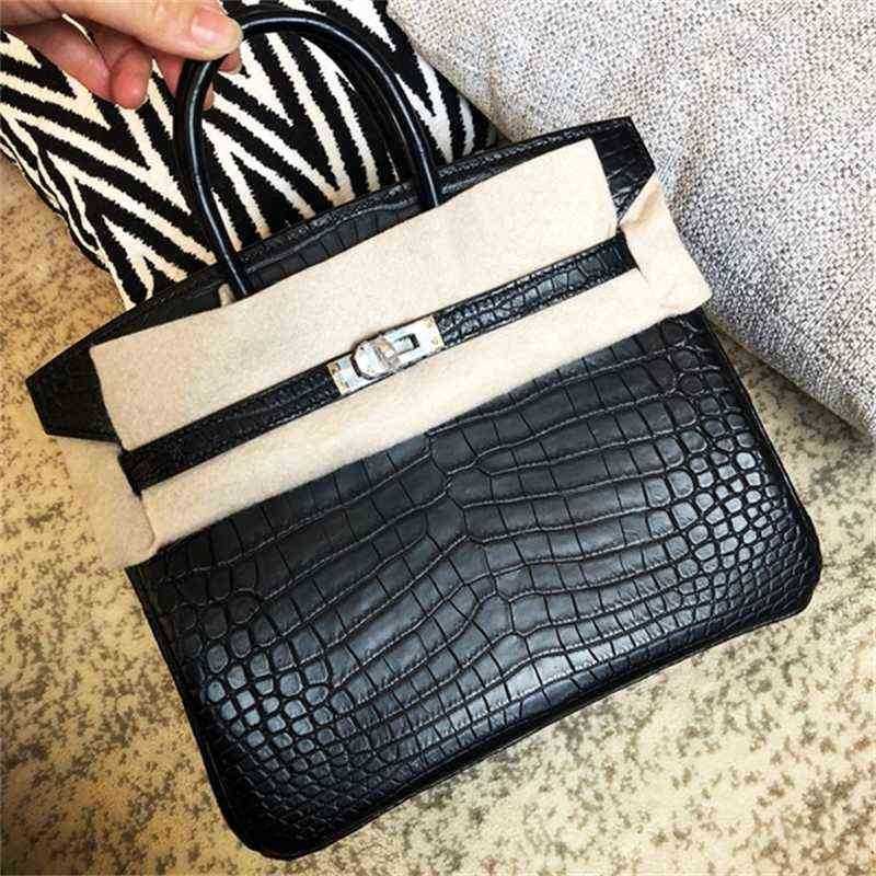 

herme handbags women's handbag herme Crocodile Skin Women Leather Luxury Platinum 25 Belly Sewn Wax Line 30 Tide J64O, 30 himalayan white