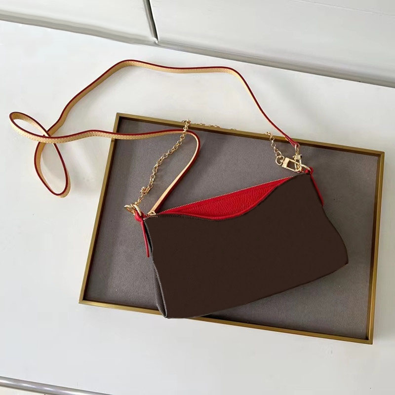 

Designer Women Shoulder Bags Purse Handbags Clutchbag classic Real Leather Bag Date Code inside with removable strap, Red