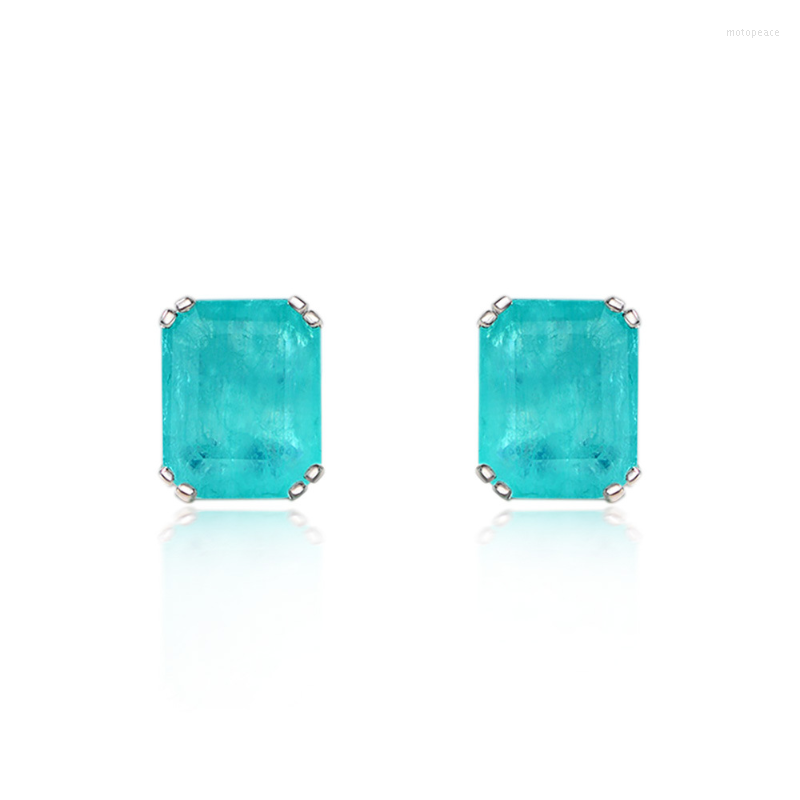 

Stud Earrings Vintage 8 10mm Blue Paraiba Tourmaline Gemstone Wedding Earring Solid 925 Sterling Silver For Women Fine Jewelry