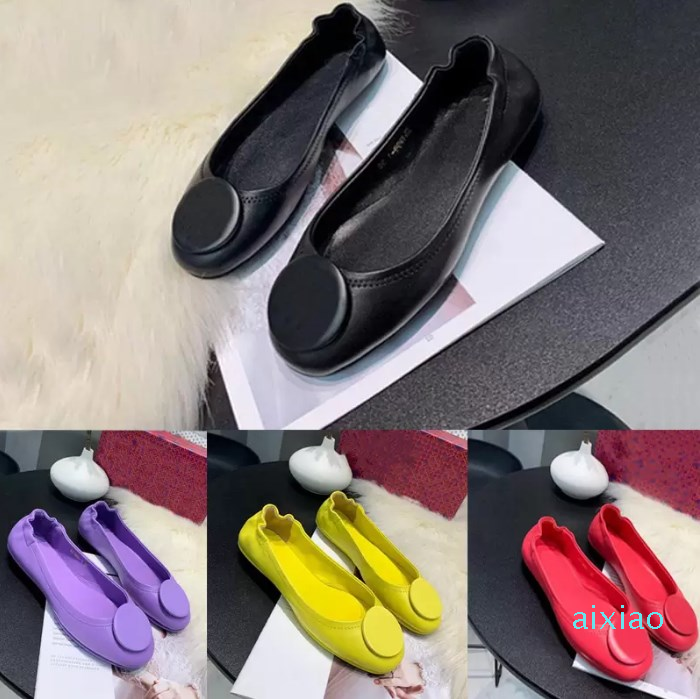 

designer Dress Ballet shoes Spring Autumn sheepskin Metal buckle fashion women Flat Egg roll boat shoe Lady leather Lazy dance Loafers Large size 35-41-42, Colour 31
