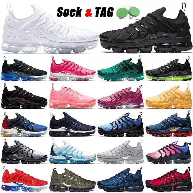 

New TN Plus Running Shoes For Men Women Eur size 36-47 Black Bubblegum Yolk Cherry Cool Grey Neon Olive Pure Platinum Dark Blue Mens Womens Sports Trainers Sneakers, 37