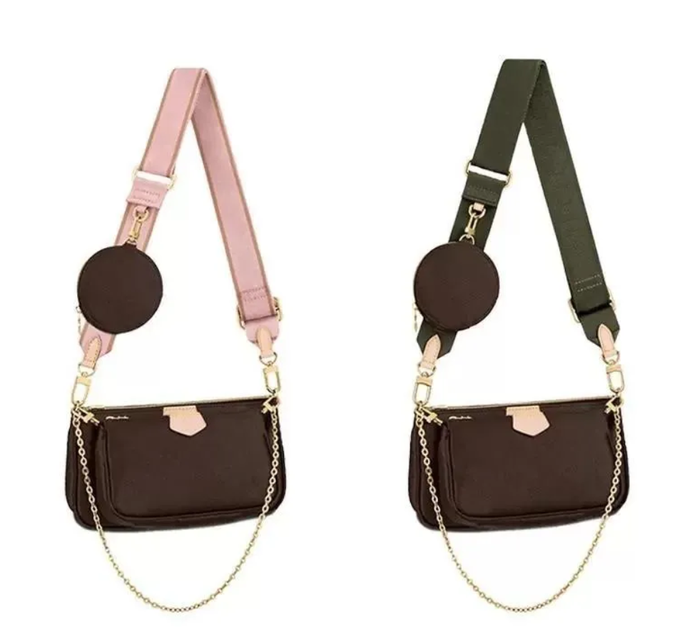 

Wholesale Multi Pochette Accessories Cross Body Bags Classic Three-Piece Bags Printing Flowers WOMEN Small Cowhide Genuine Leather 3 In 1 Handbags M44823, Red
