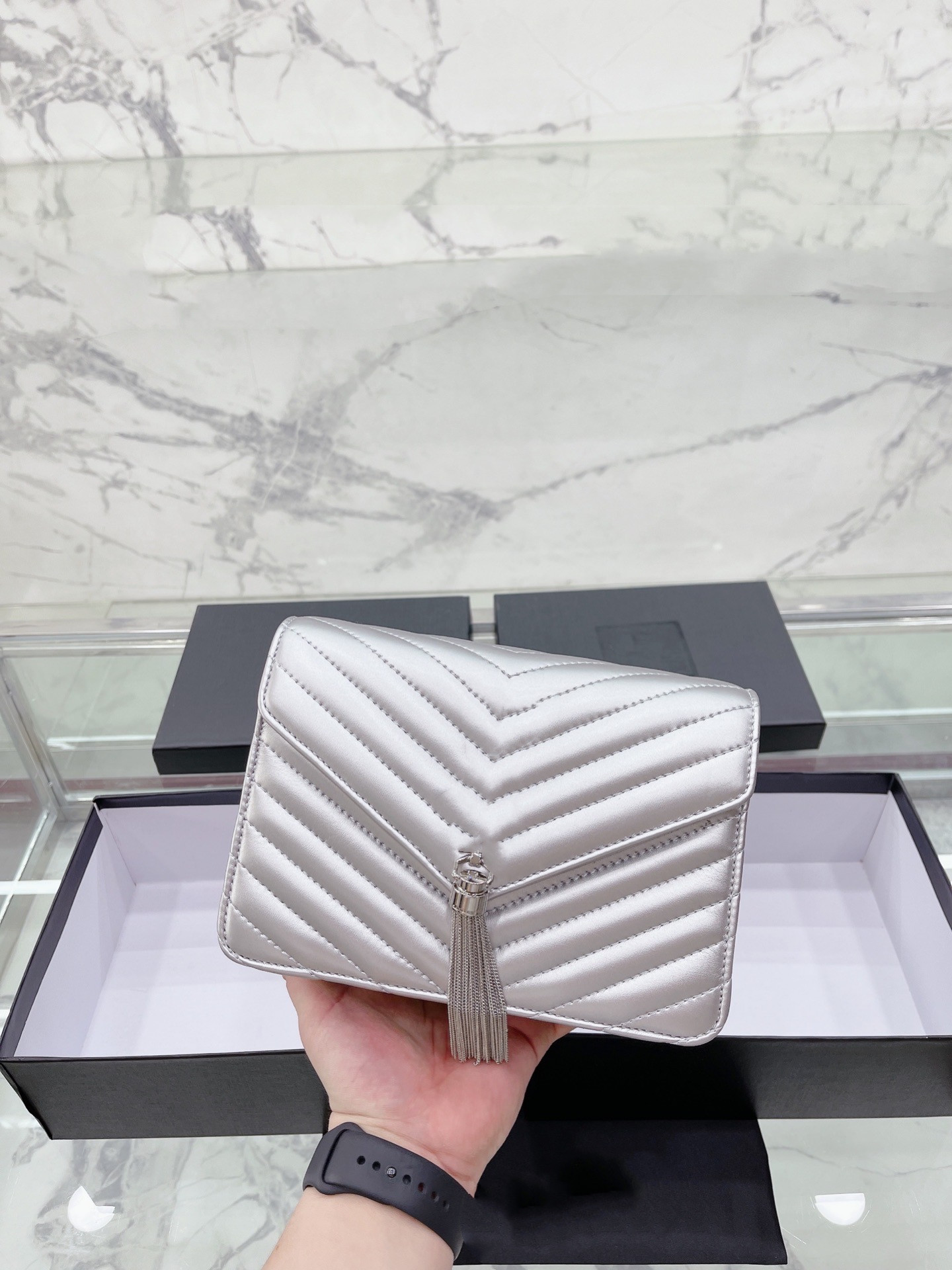 

Outdoor Sacoche Cosmetic Case With Mirror Box Bags Quilted Calfskin Genuine Leather Vanity Purse Card Holder Purse Large Capacity Designer Handbags, #2