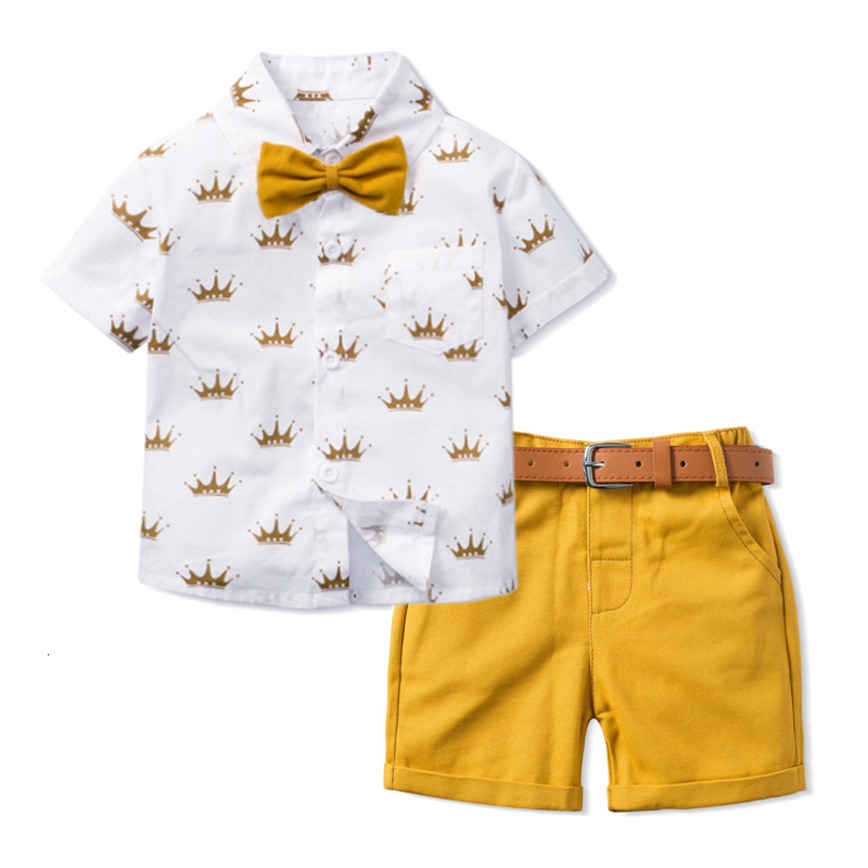 

Clothing Sets Formal Suits For Kids Boy Fashion T-ShirtShorts Set Boutique Luxury Boys Summer Clothing 230110, Yellow4