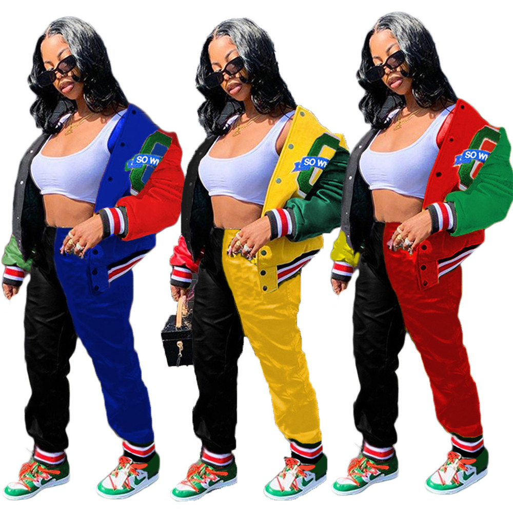 

Wholesale Baseball Uniform Tracksuits Women Two Piece Sets Fall Winter Outfits Long Sleeve Jacket and Pants Sportswear Outwork Sweatsuits Sports Suits 8533, Mix color