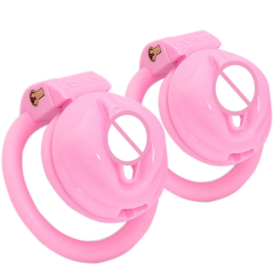 

New Pink Pussy Male Chastity Devices with 4 Penis Rings,Small Cock Cage,Cock Rings,Chastity Lock,BDSM Slave Sex Toy for Man Gay Nylon 3D Printed Sissy for Men