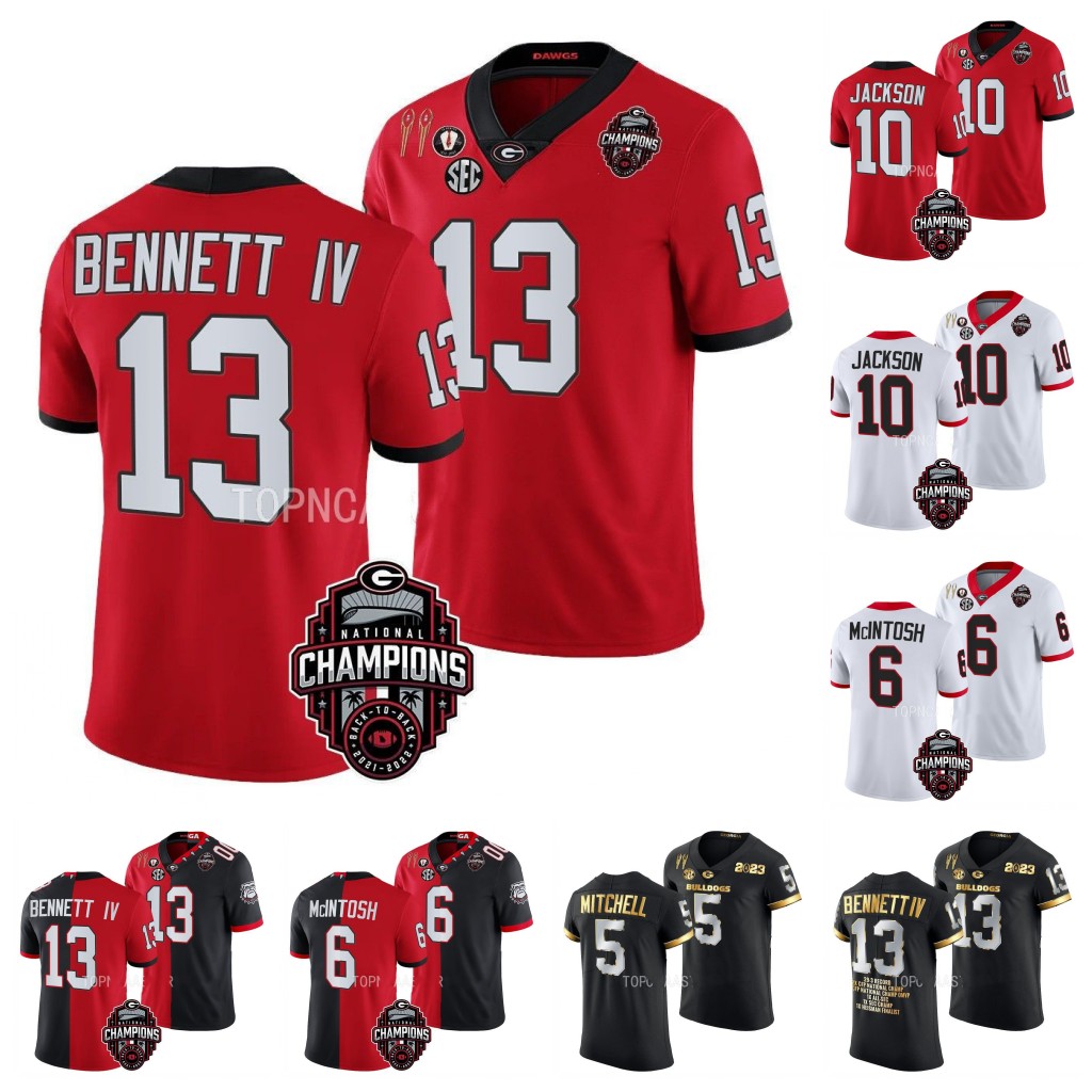

13 Stetson Bennett 2023 National Champions Jersey Darnell Washington Kendall Milton Adonai Mitchell Kenny McIntosh Kearis Jackson Brock Bowers Tykee Smith, Split youth s-xl