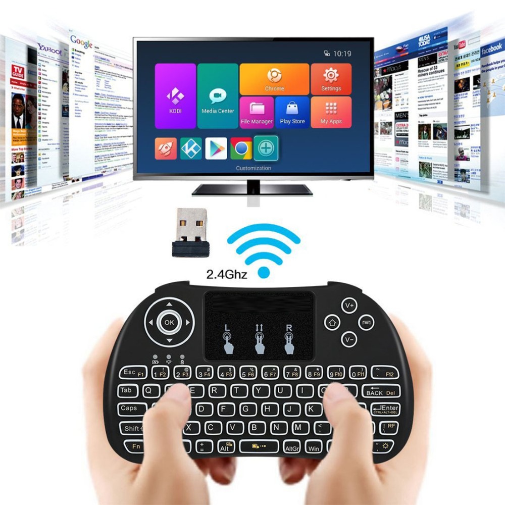 

H9 Fly Air Mouse Wireless Backlit Blacklight Keyboard Multi-Media Remote Control Touchpad Handheld For Android TV BOX